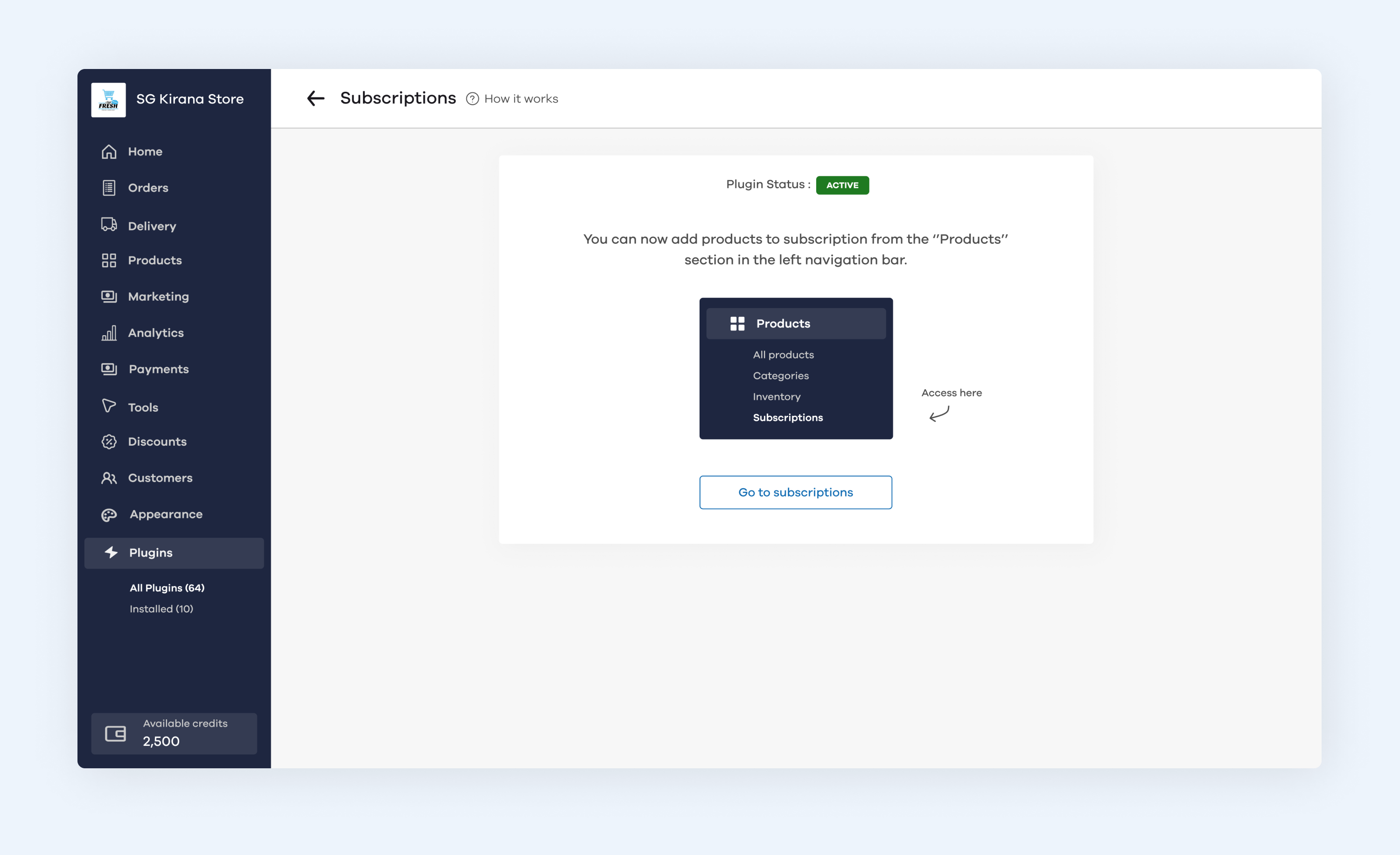 Plugin installed screen