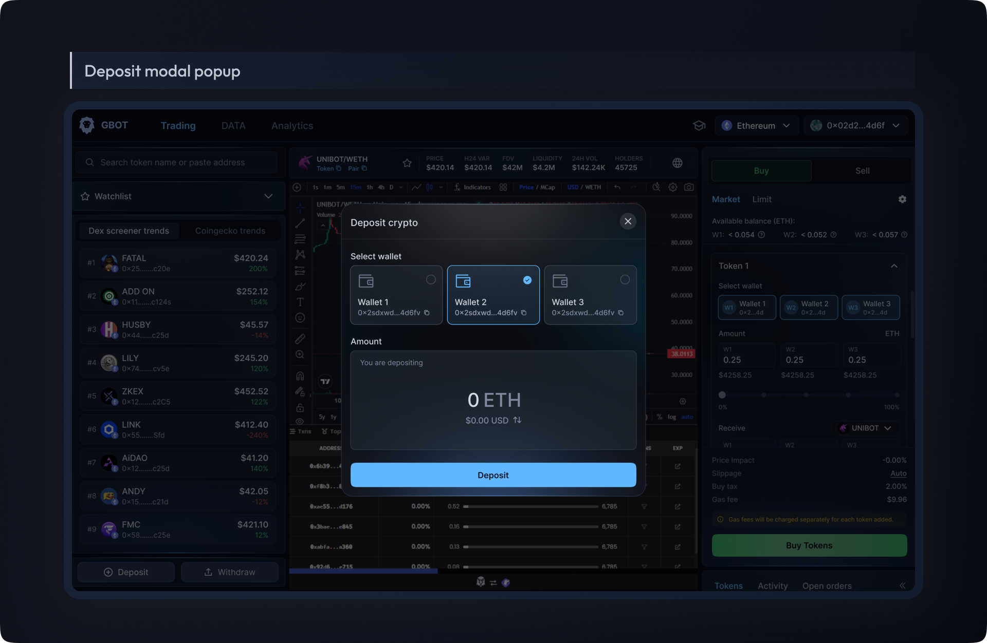 Deposit crypto